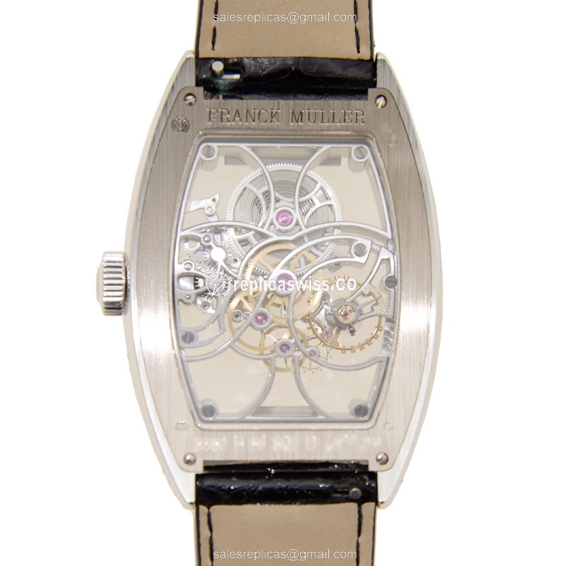 Franck Muller 8880 B S6 SQT D GENEVE Manual - 18kt White Gold - Diamond Skull Dial - Black Alligator Buckle - View 3