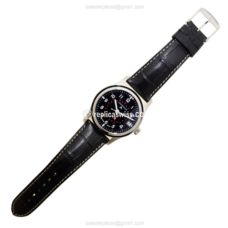 Rolex L2.831.4.53.2 Replica - Automatic - Stainless Steel - Black Dial, Alligator Strap - View 2