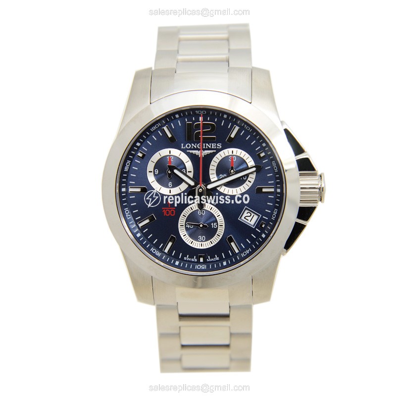 Longines CONQUEST Quartz Replica - Blue Dial - Steel Case, Silver Strap - View 2
