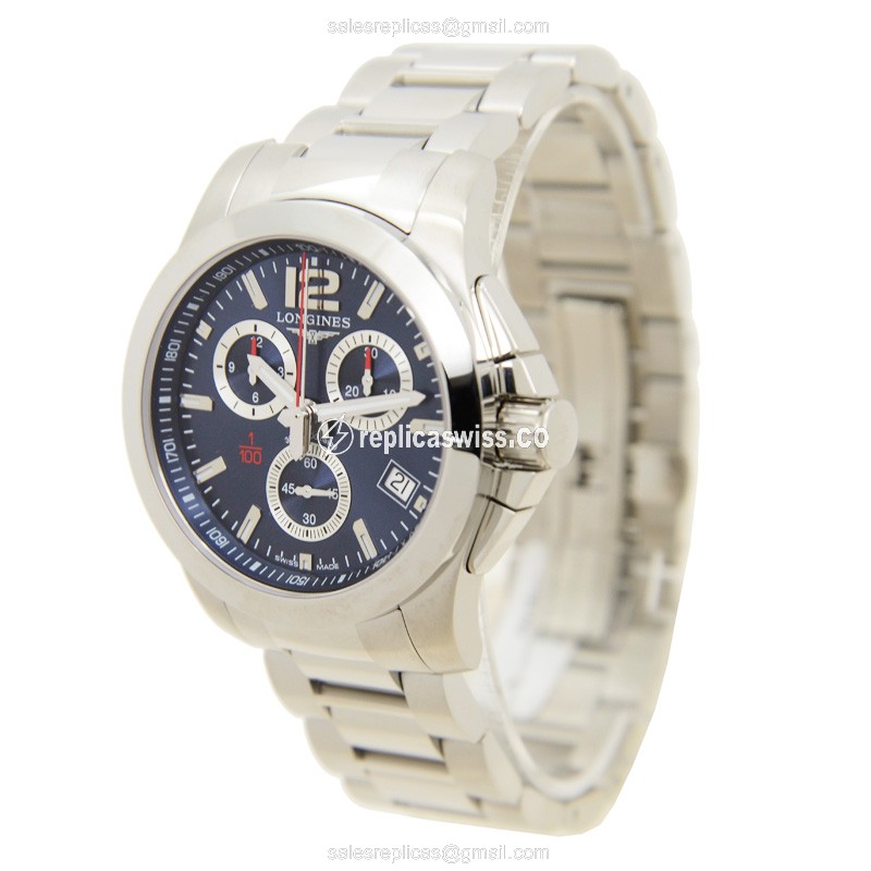 Longines CONQUEST Quartz Replica - Blue Dial - Steel Case, Silver Strap - View 3