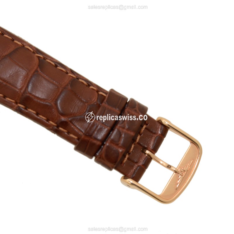 Longines Heritage Replica - Automatic - 18kt Rose Gold - White Dial, Brown Alligator Strap - View 4