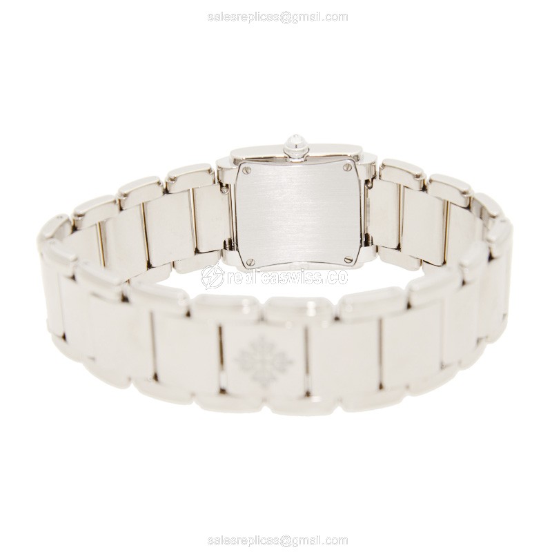 Patek Philippe TWENTY-4 Quartz Replica - 18kt White Gold - Diamond Dial - Silver Clasp - View 4