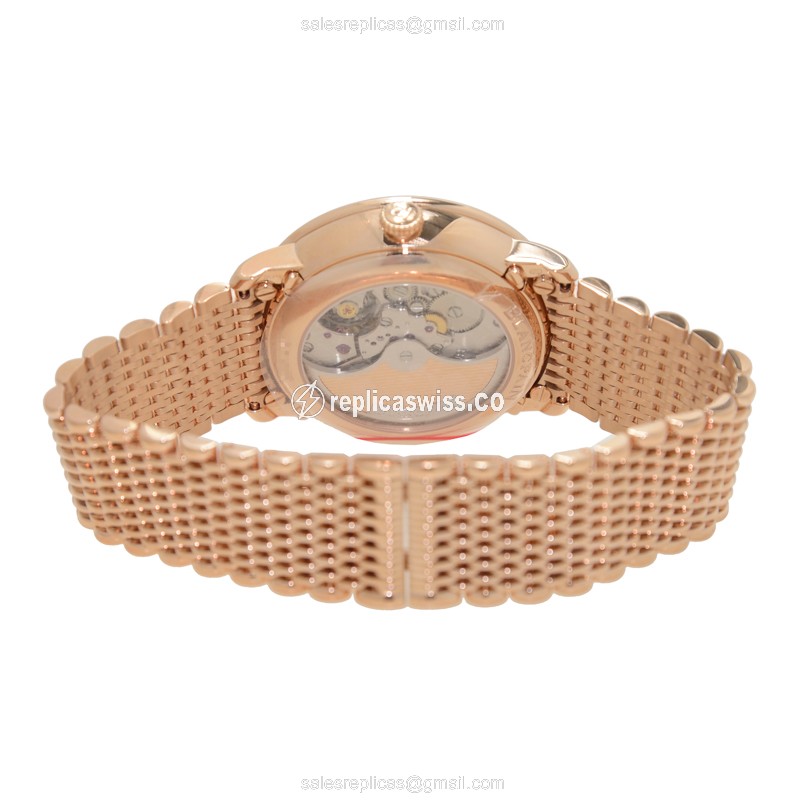 Blancpain Villeret 6639-3637-MMB - Auto 18kt Rose Gold - Black Dial - Gold Strap - View 4