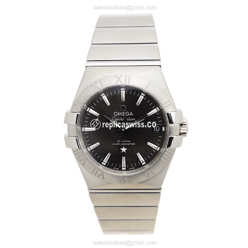 Omega Constellation Replica - Automatic - Stainless Steel - Gray Dial - Silver Clasp - Steel Strap - View 2
