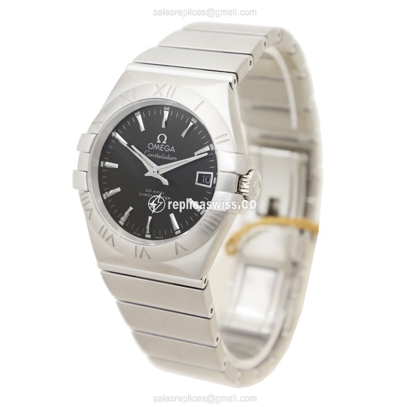 Omega Constellation Replica - Automatic - Stainless Steel - Gray Dial - Silver Clasp - Steel Strap - View 3