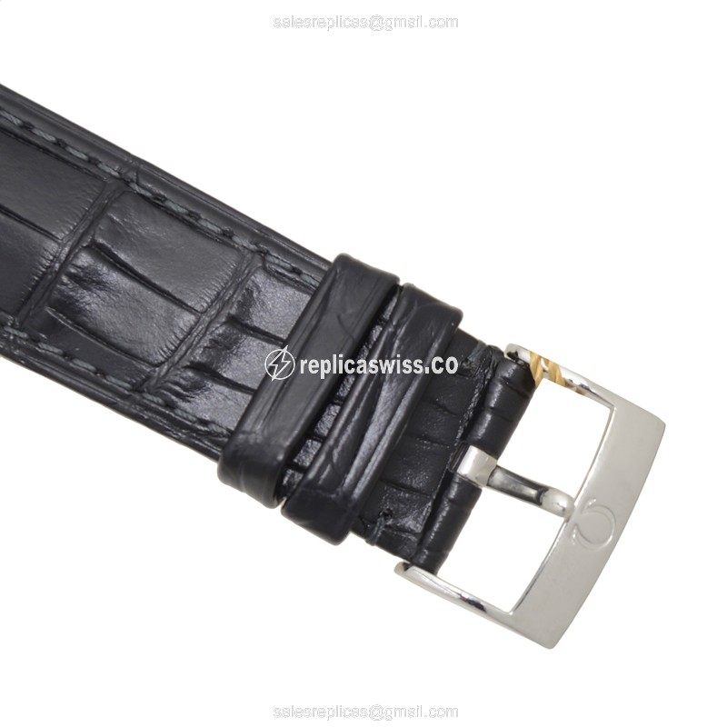 Omega DE VILLE Replica - Automatic - Stainless Steel - Black Dial - Leather Strap - Buckle Clasp - View 4