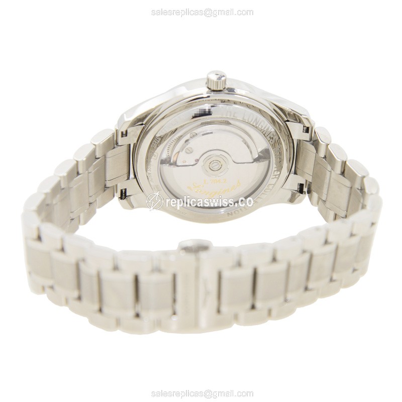 Longines L2.718.4.50.6 Replica - Automatic - Steel Case - Black Dial on Silver Strap - View 4