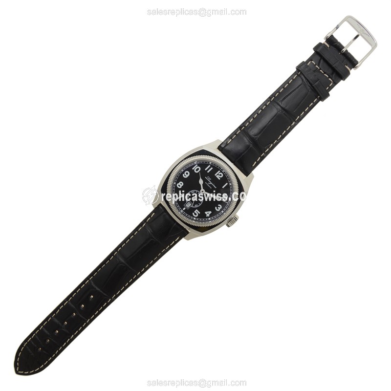 Longines Heritage Replica - Automatic | Steel | Black | Sapphire Crystal | Alligator Buckle - View 2