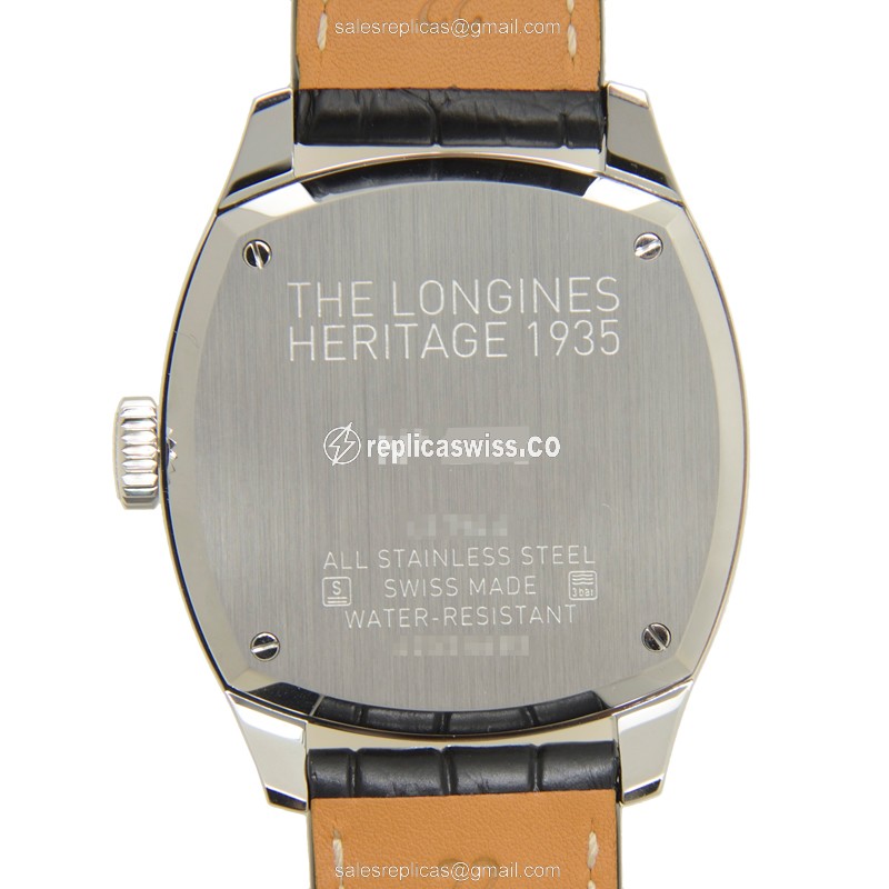 Longines Heritage Replica - Automatic | Steel | Black | Sapphire Crystal | Alligator Buckle - View 3