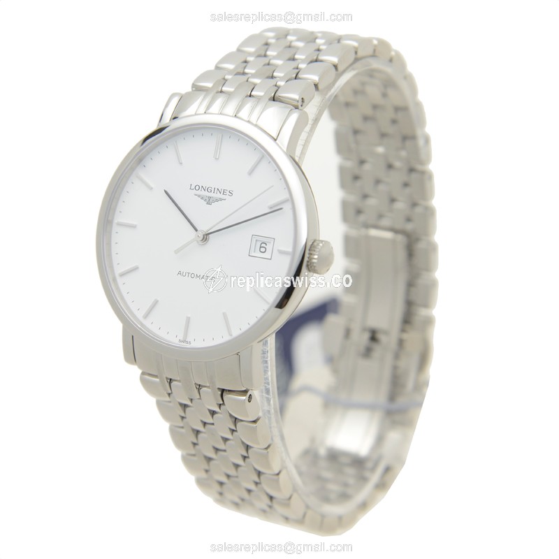Longines L4.810.4.12.6 Replica - Automatic - Stainless Steel - White Dial, Silver Clasp & Steel Strap - View 3