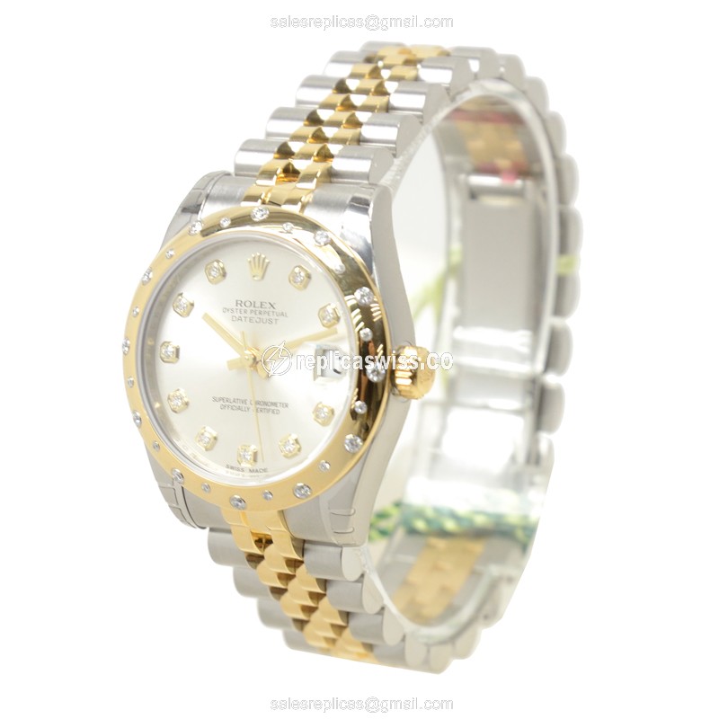 Rolex Datejust Lady Replica - 18kt Gold | Steel Case - Silver Dial | Automatic - View 3