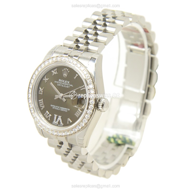 Rolex Lady Datejust Replica - Automatic, Brown Dial, Silver Steel Clasp - View 3
