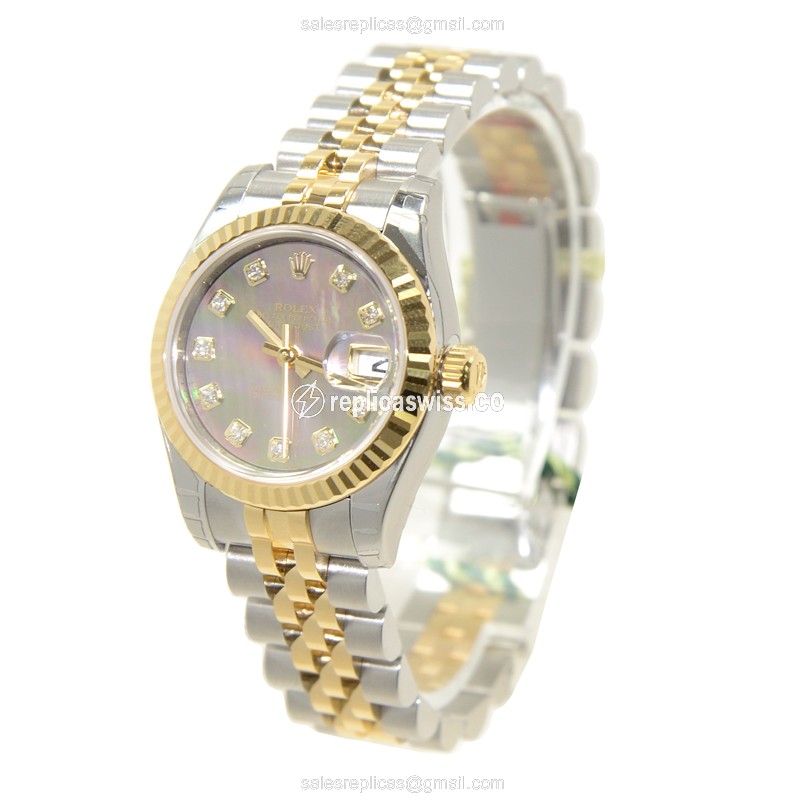Rolex Lady Datejust Replica - Automatic | Black Dial | Silver Clasp - View 3