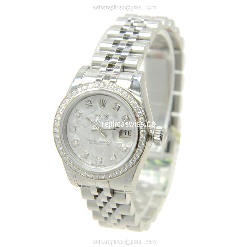 Rolex Lady Datejust Replica - Automatic - Gray Dial - Silver Steel Strap - View 3