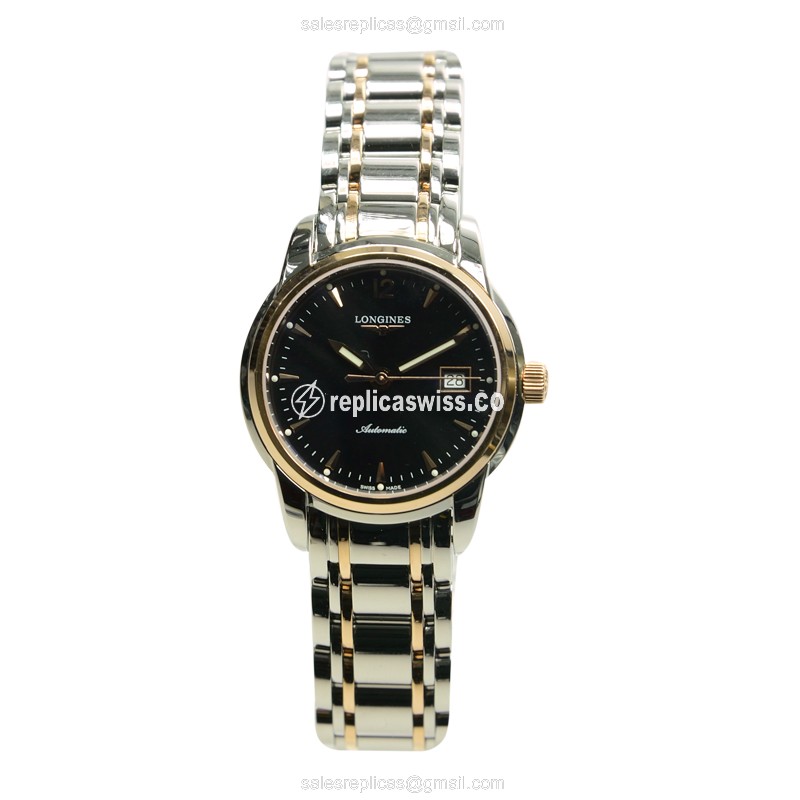 Longines Saint Imier Replica - Automatic - 18kt Rose Gold & Steel - Black Dial - Silver Clasp - View 2