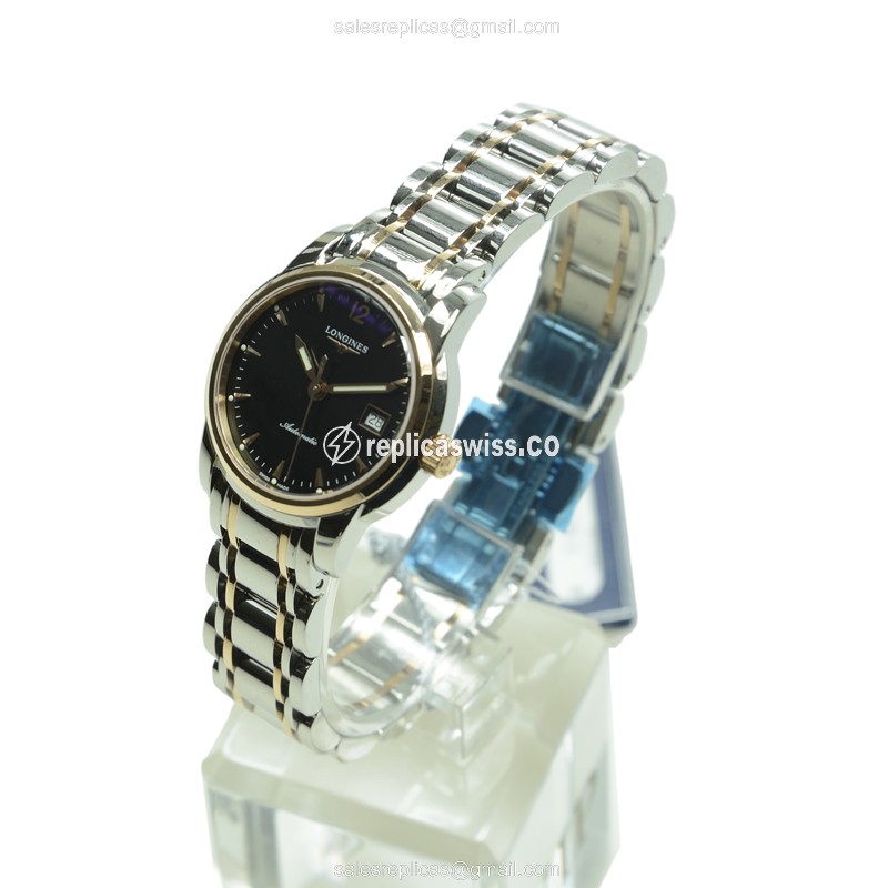 Longines Saint Imier Replica - Automatic - 18kt Rose Gold & Steel - Black Dial - Silver Clasp - View 3