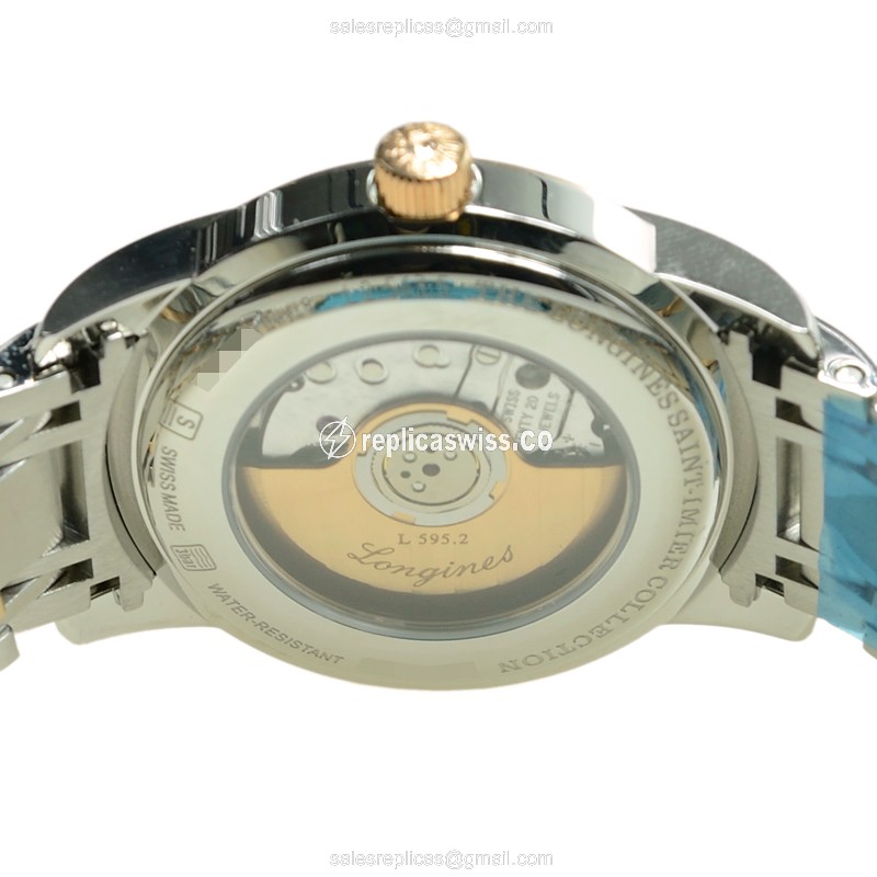 Longines Saint Imier Replica - Automatic - 18kt Rose Gold & Steel - Black Dial - Silver Clasp - View 4
