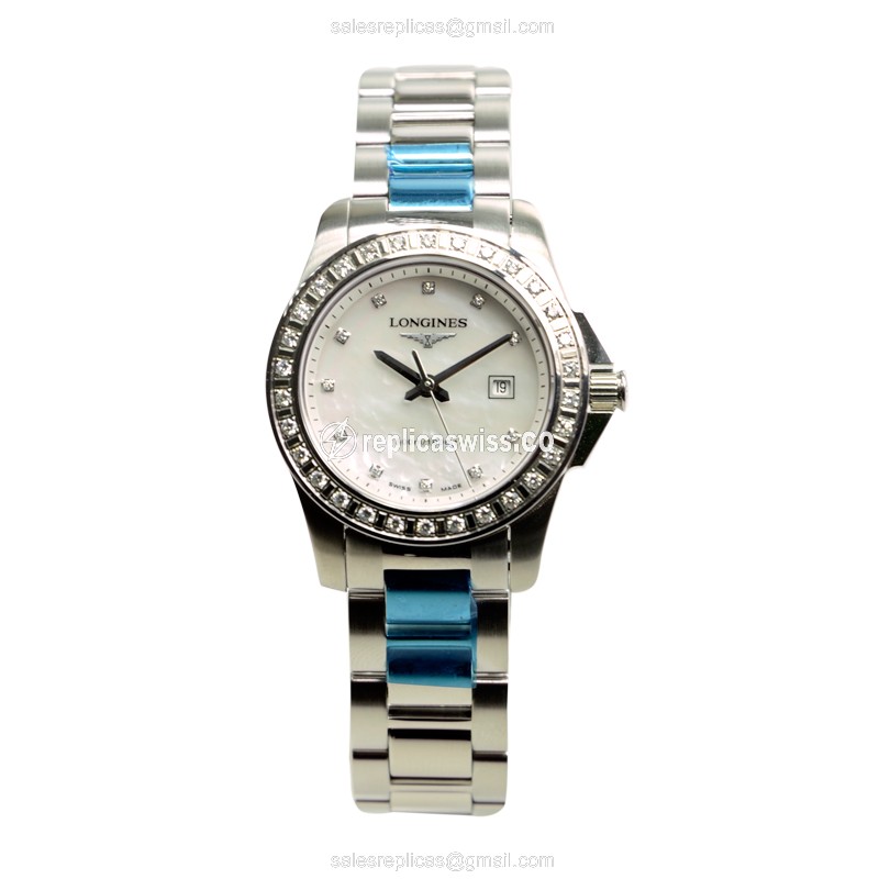 Longines Conquest Replica - Quartz - Steel Case, White Dial - Silver Steel Clasp - View 2