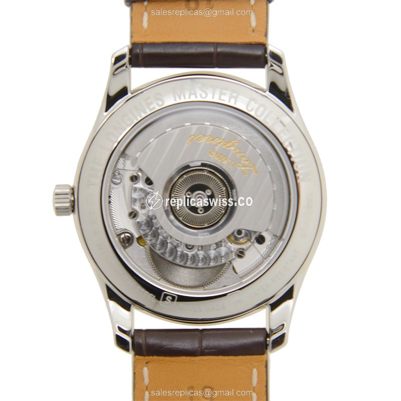 Longines L2.518.4.77.3 Replica - Automatic - Stainless Steel - Silver Dial, Brown Alligator Strap - View 3