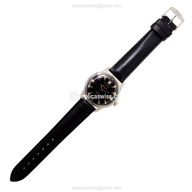 Longines Heritage Automatic Replica Watch - Steel - Black - View 2