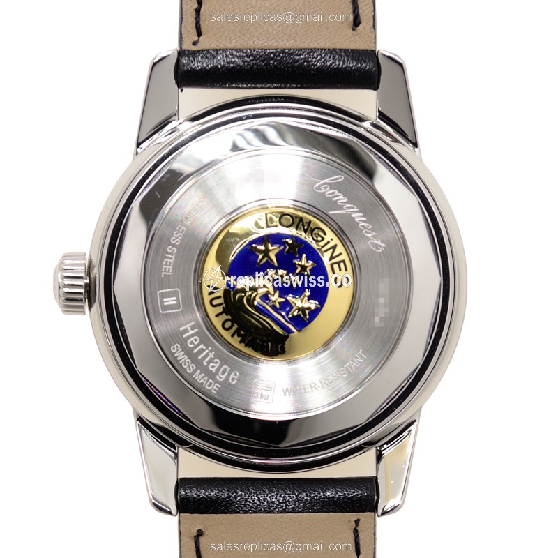 Longines Heritage Automatic Replica Watch - Steel - Black - View 3