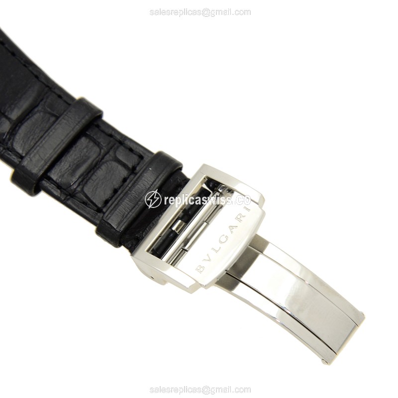 Bulgari BB41WSLD Replica - Automatic - Stainless Steel - White Dial - Black Alligator Strap - View 4