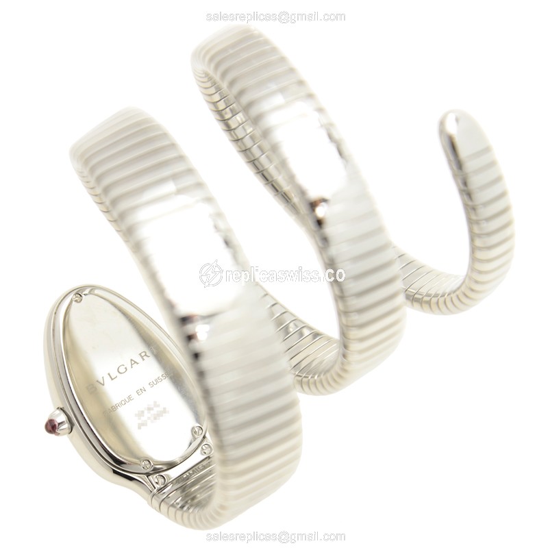 Bulgari 101911 SERPENTI Replica - Quartz - Steel Case - White Dial - Silver Bangle - View 4