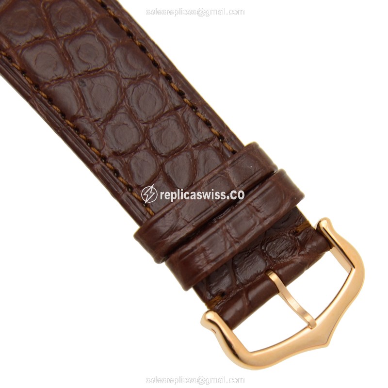 Cartier TANK Quartz 18kt Rose Gold & Steel - Automatic - White Dial - Alligator Brown Strap - View 4