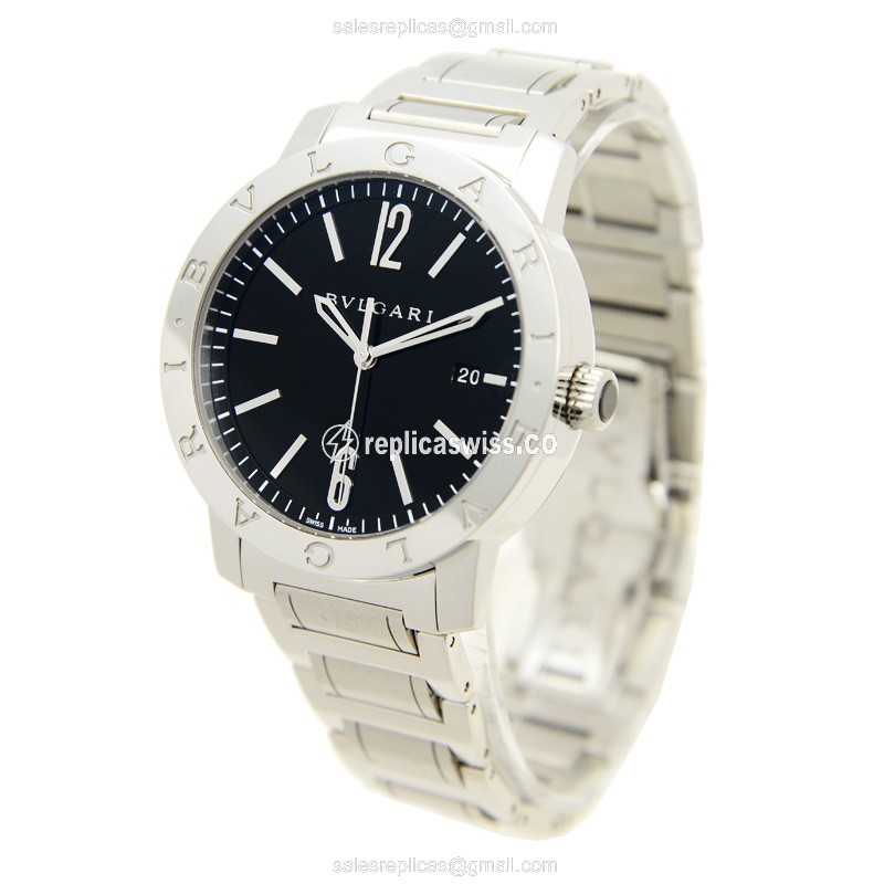 Bulgari BB41SSD Replica - Automatic - Steel Case - Black Dial - Silver Strap - View 3