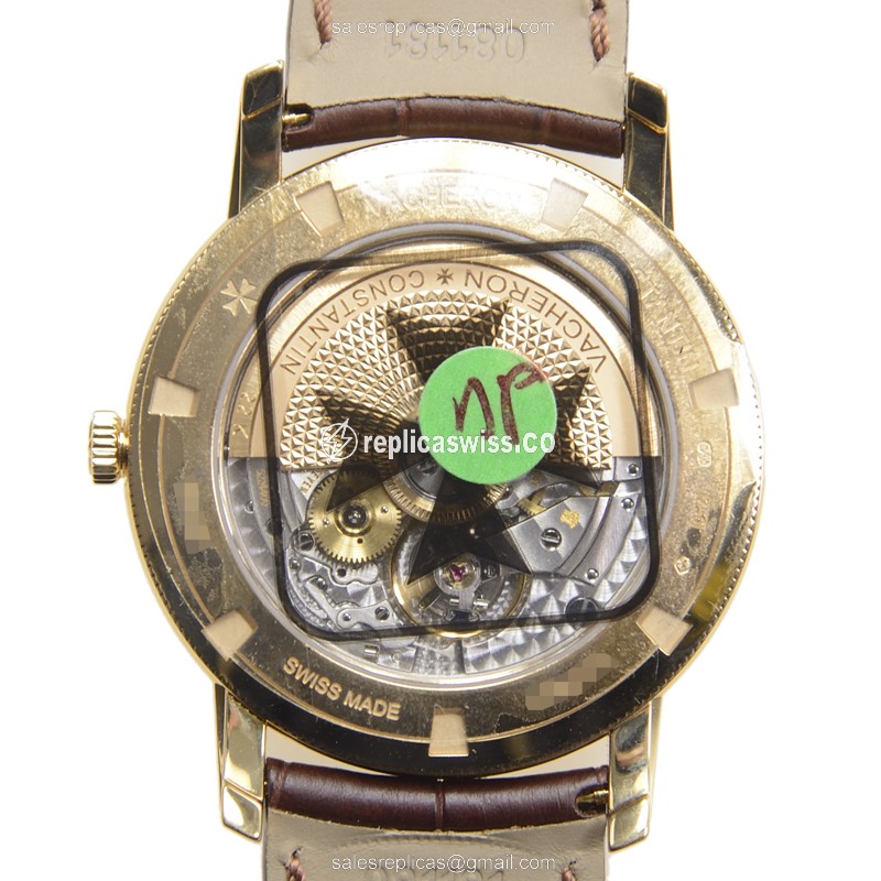 Vacheron Constantin 87172/000J-9512 TRAD - Auto 18kt Rose Gold - White Dial - Brown Alligator Buckle - View 3
