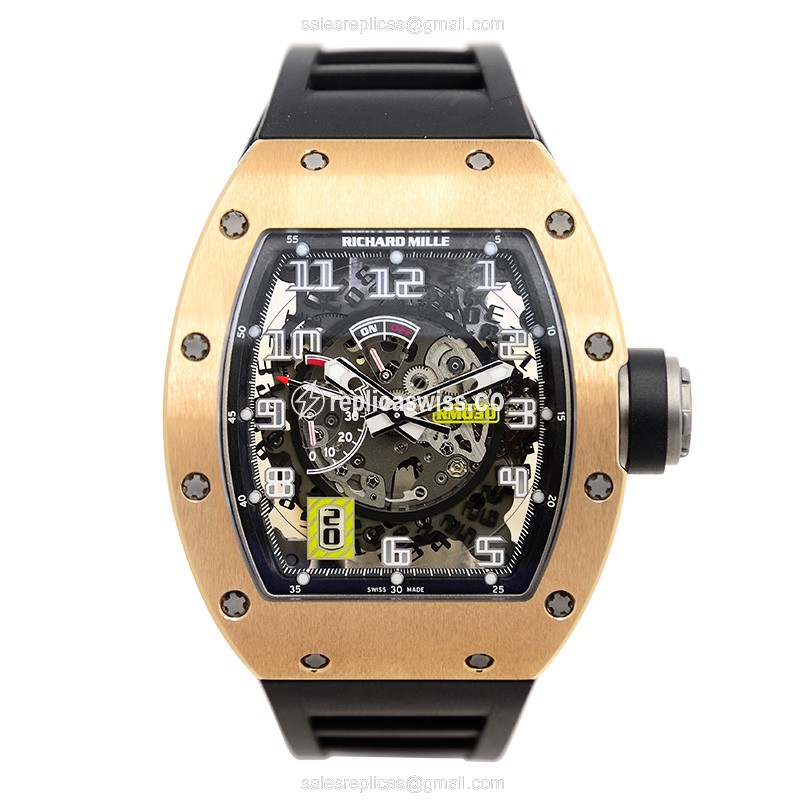 Richard Mille RM030 - Automatic - 18kt Rose Gold - Skull Dial - Black Rubber Strap - View 2
