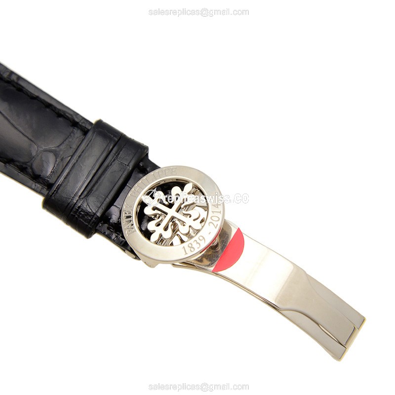 Patek Philippe 5975G-001 ANN - Automatic 18kt Gold - White Dial - Black Alligator - View 4