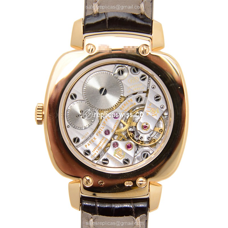 Patek Philippe 7041R-001 GONDOLO - Manual Wind - 18kt Rose Gold - Silver Dial - Brown Alligator Strap - View 3