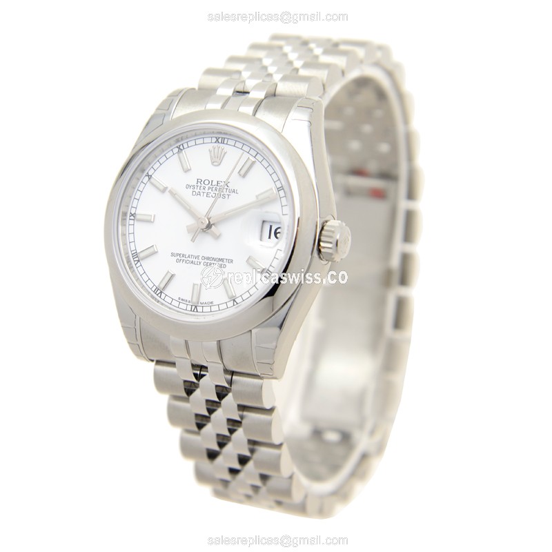 Rolex Lady Datejust Replica - Automatic | White Dial | Steel Case | Silver Clasp - View 3