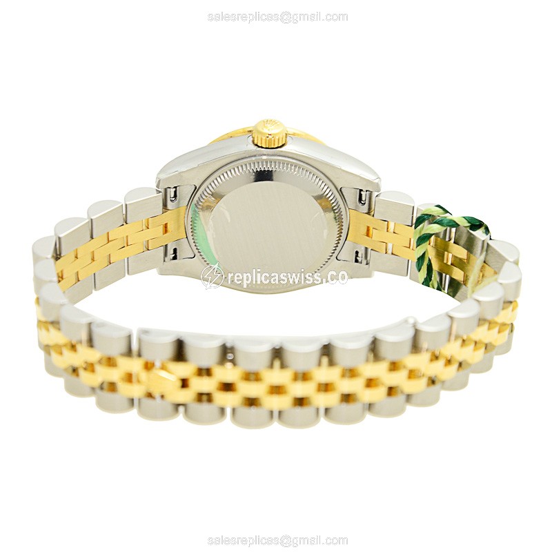 Rolex Datejust Lady Replica - Automatic - 18kt Gold Case - Diamond Bezel - Gold Dial - View 4