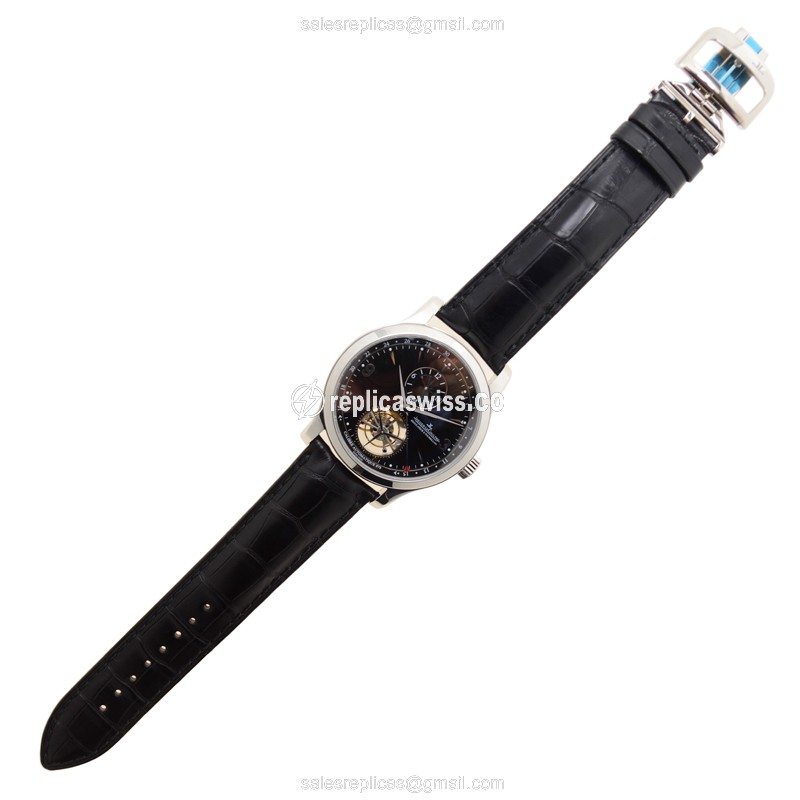 Jaeger-Lecoultre Q1666470 Replica - Ultra Thin - Automatic - 950 Platinum - Black Dial - Alligator Black Strap - View 2