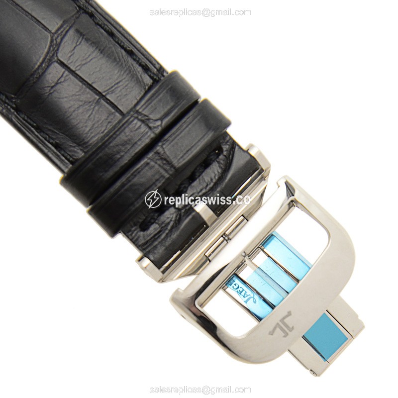 Jaeger-Lecoultre Q1666470 Replica - Ultra Thin - Automatic - 950 Platinum - Black Dial - Alligator Black Strap - View 4