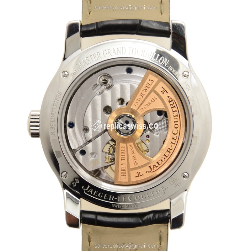 Jaeger-Lecoultre Q1666470 Replica - Ultra Thin - Automatic - 950 Platinum - Black Dial - Alligator Black Strap - View 3