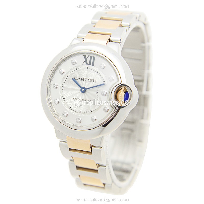 Cartier Ballon Bleu Replica - Automatic - Steel Case - White Dial - Silver Steel Strap - View 3