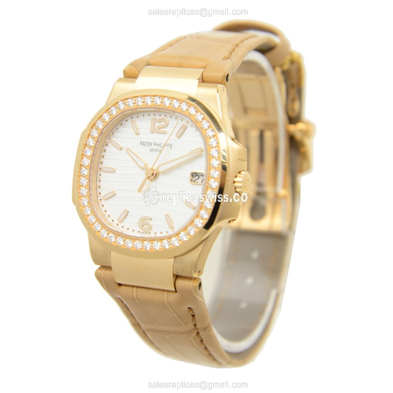 Patek Philippe 7010R Replica - Quartz - Rose Gold - White Dial - View 3