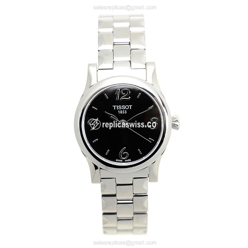Replica Tissot T-Classic - Quartz - Steel Case - Black Dial - Silver Steel Band - View 2