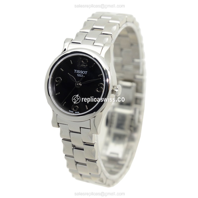 Replica Tissot T-Classic - Quartz - Steel Case - Black Dial - Silver Steel Band - View 3