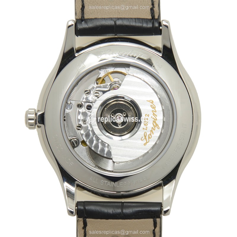 Longines Flagship Replica - Automatic - White Dial - Steel Case - Black Alligator Buckle - View 3