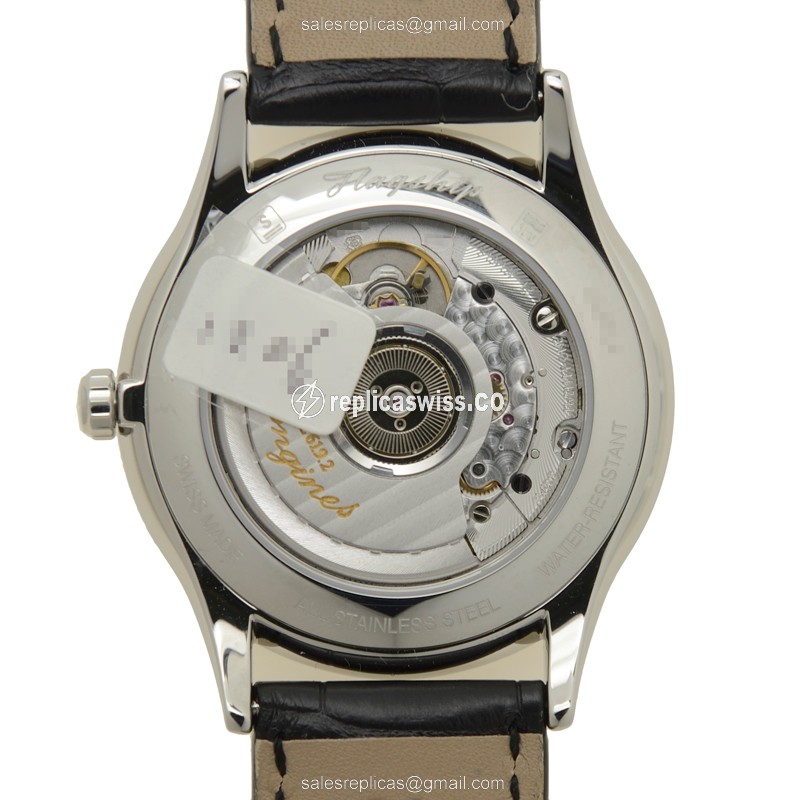 Longines Flagship L4.874.4.72.2 Replica - Automatic - Steel Case - Silver Dial, Black Alligator Strap - View 3