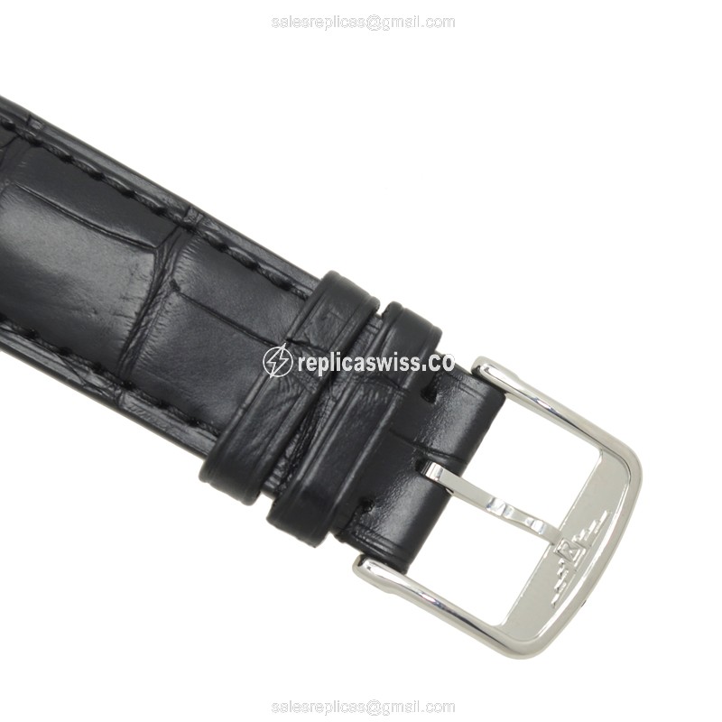 Longines Flagship L4.874.4.72.2 Replica - Automatic - Steel Case - Silver Dial, Black Alligator Strap - View 4