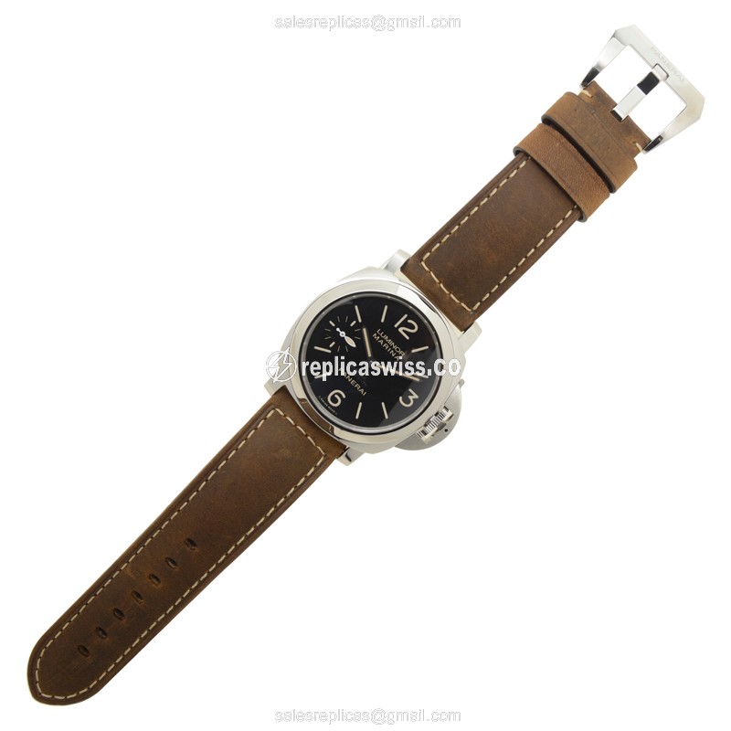 Panerai PAM00457 LUMINOR Replica - Manual - Steel Case - Black Dial - Brown Cowhide Strap - Sapphire Crystal - View 2