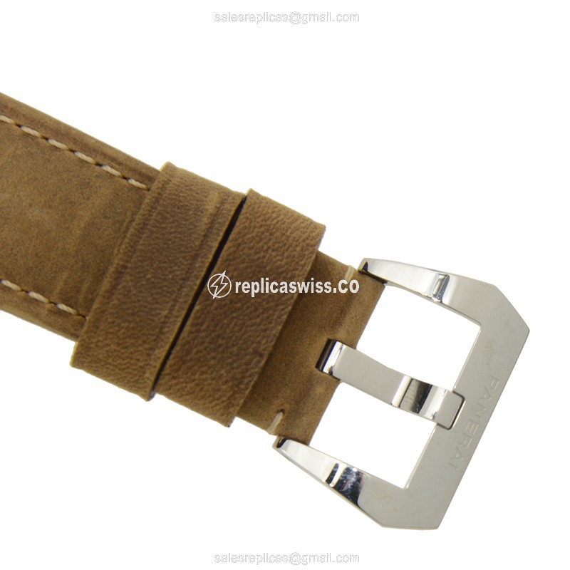 Panerai PAM00545 LUMINOR Replica - Manual - Stainless Steel - Black Dial - Brown Cowhide - View 4