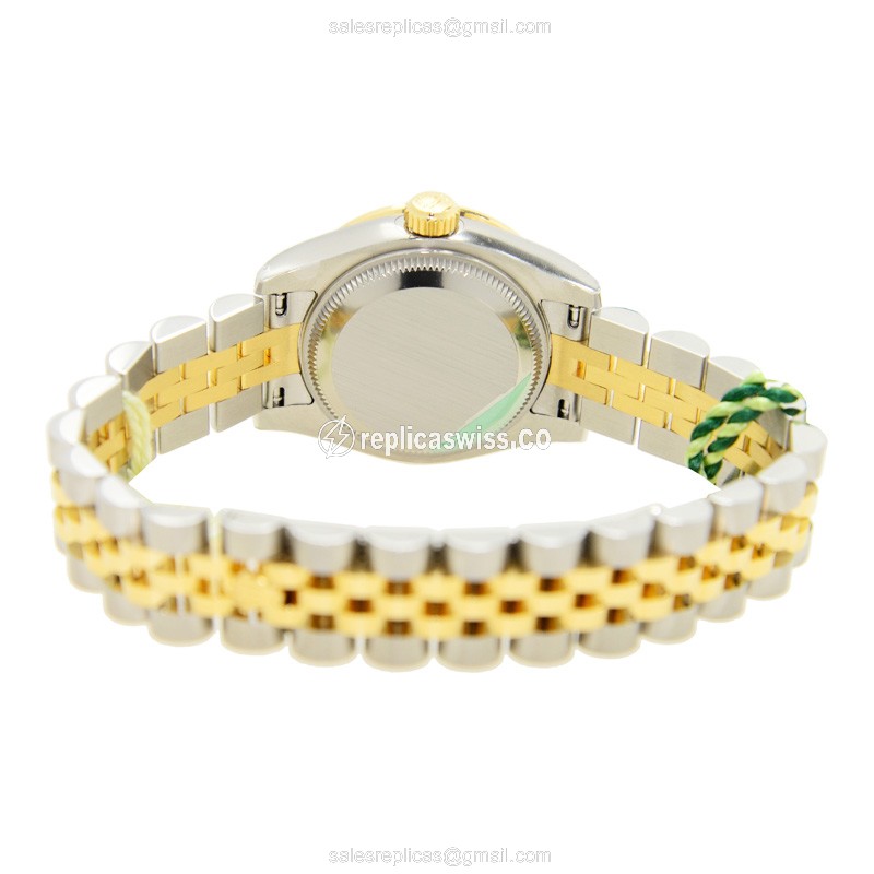 Rolex Lady Datejust Replica - Automatic - Gold Dial - Silver Clasp - 18mm - View 4