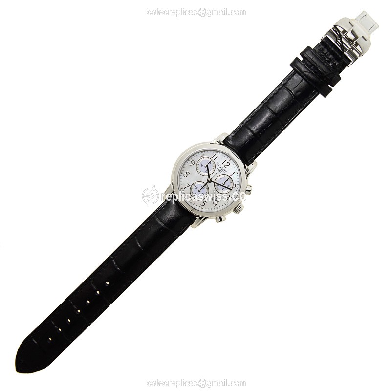 Tissot T-CLASSIC Quartz - White Dial - Steel Case - Black Leather Strap - View 2