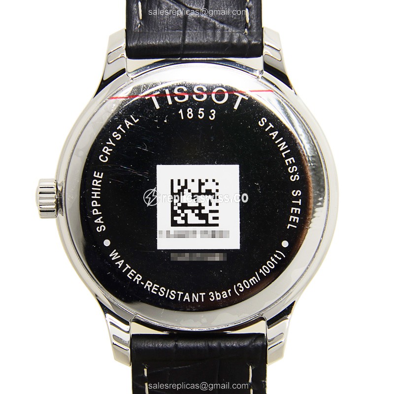Rolex T-CLASSIC Replica - Quartz - Stainless Steel - Black Dial - Leather Strap - View 3